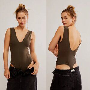 NWT New Free People Keep It Sleek Olive Bodysuit Size S